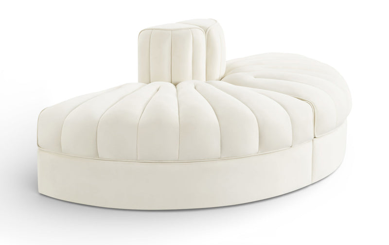 Rummi - Velvet Performance Fabric Upholstered 2 Piece  Rounded Modular Loveseat