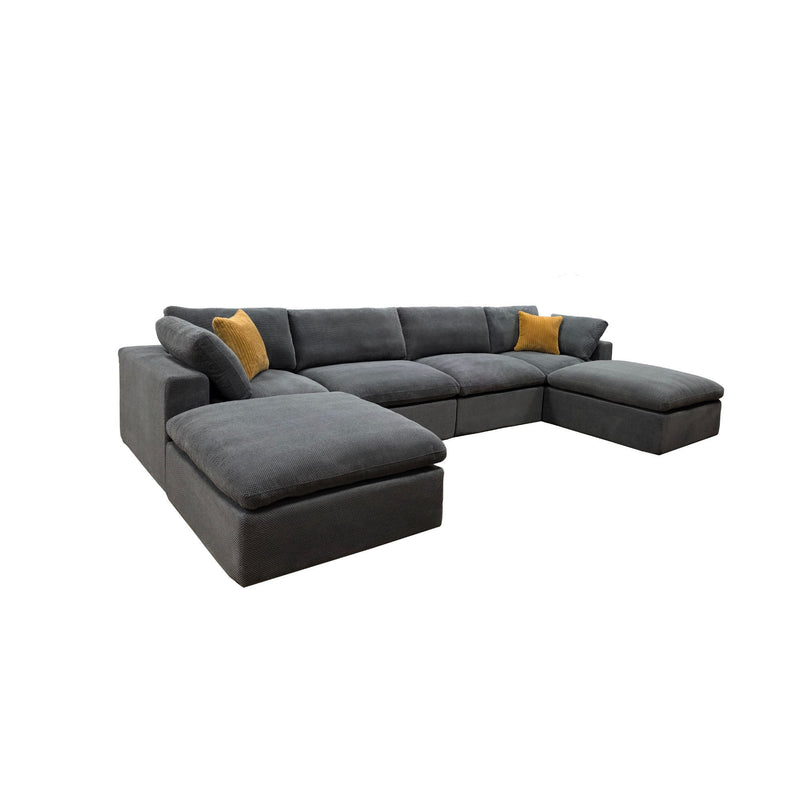 Upholstery Full Compressed Modular Sectional With Toss Pillows - Light Gray