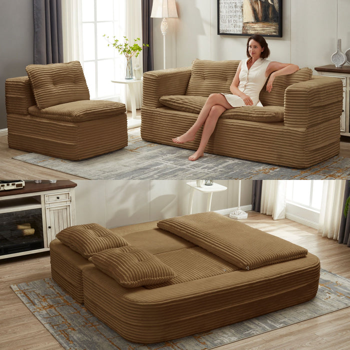 Multi Functional Sectional Sofa Bed With Independent Chaise Lounge And Functional Blanket