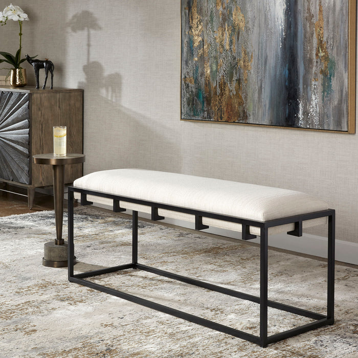 Paradox - Iron & Fabric Bench - White & Black