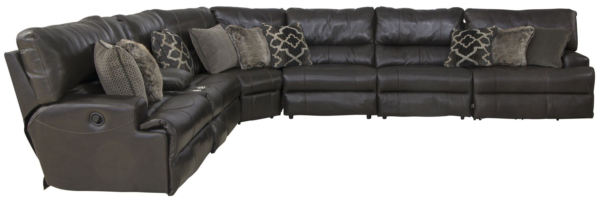 Como - 7 Piece Italian Leather Match Reclining Sectional