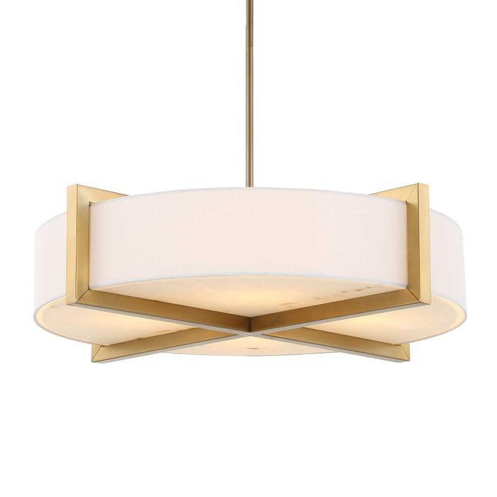 Cresson - 4 Light Drum Pendant - White / Gold