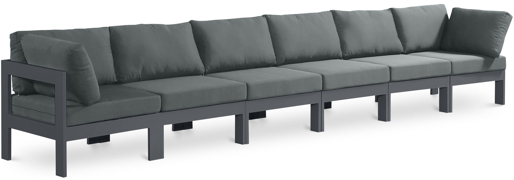 Nizuc - Outdoor Patio 6 Seat Modular Sofa With Gray Frame