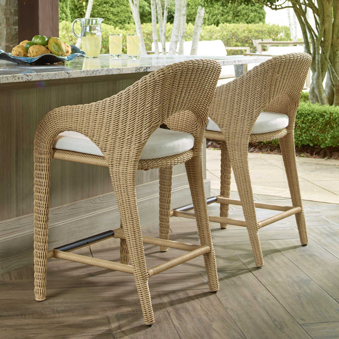 Kavali - Outdoor Wicker Counter Stool - Woodtone