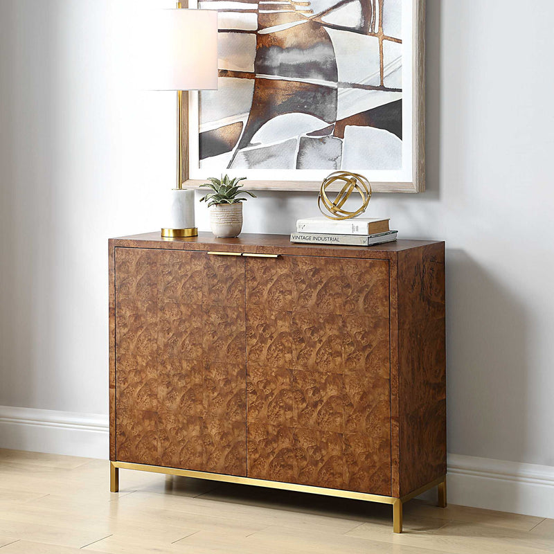 Jethro - Burl 2 Door Cabinet - Woodtone