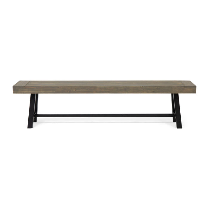 Outdoor Patio Bench - Gray / Rustic Metal