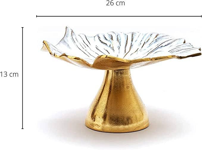 Flower Gold & White Fruit Bowl & Footed Pedestal Cake Stand