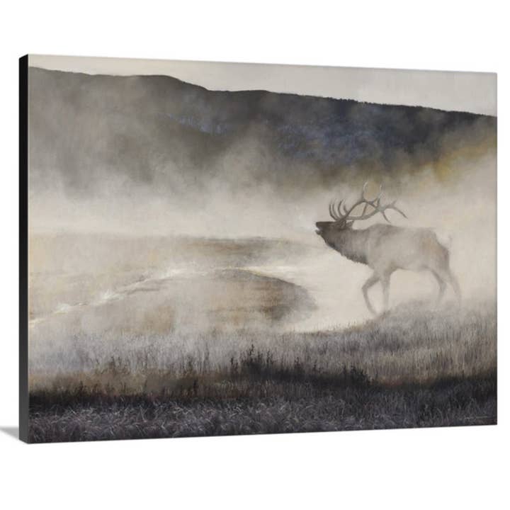 The First Call - Yellowstone Elk - Animal Canvas Art Print | 18x24