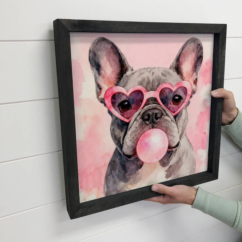 French Bulldog Heart Sunglasses Bubblegum - Grooming Salon
