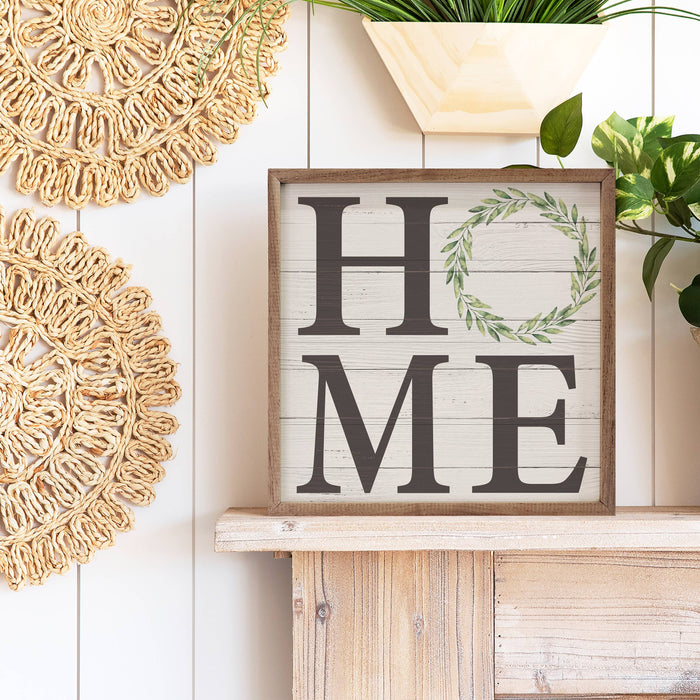 Home Block Wreath Whitewash