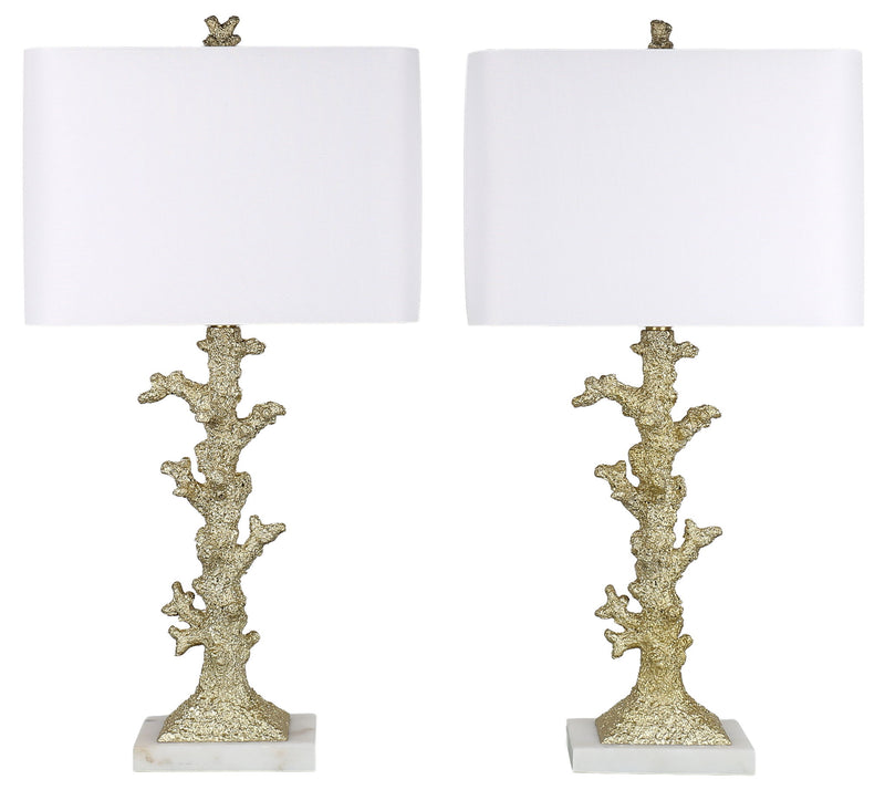 Gilded Reef - 30 X 15 - Resin Table Lamp (Set of 2) - White Marble