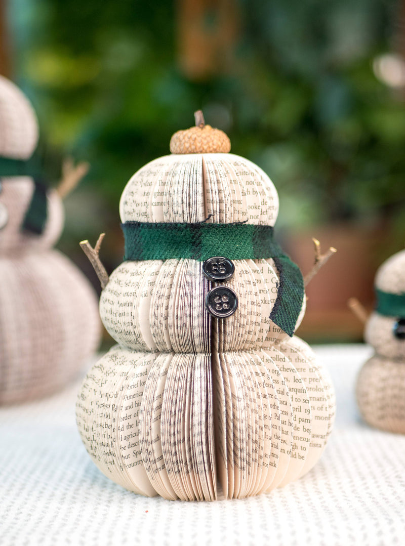 Book Page Snowman-Green-Medium