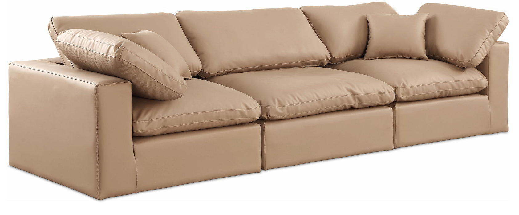 Comfy - Faux Leather Modular Sofa 3 Pieces - Tan
