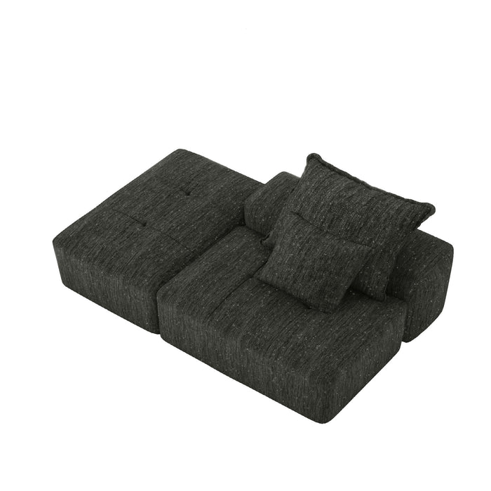 Modern Oversized Modular Sectional Sofa, Sparkling Chenille Fabric Soft Cushions With 2 Pillows