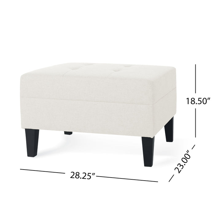 Classic Ottoman With Birch Wood Legs And Fabric Upholstery