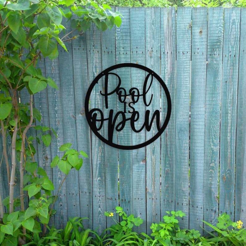 Pool Metal Sign, Poolside Sign, Backyard Metal Sign, Metal Sign for Outdoors, Porch Metal Sign, Pool Sign for Yards, Metal Pool Decor