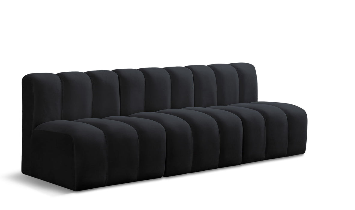 Arc - Velvet 3 Piece Modular Straight Sofa