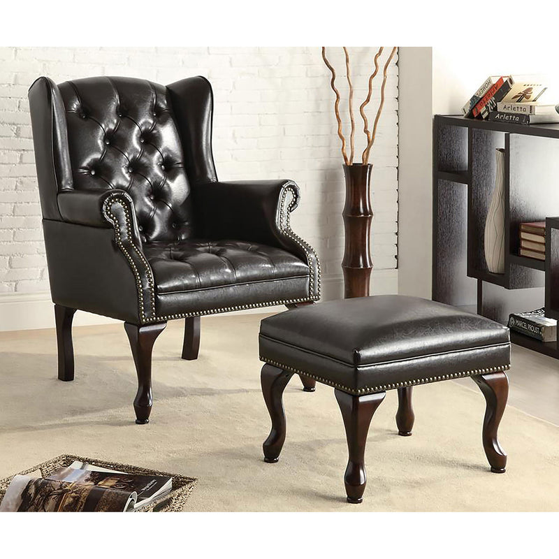 Samantha - Wingback Chair And Ottoman Set - Black