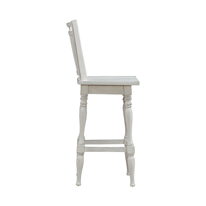 Magnolia Manor - Spindle Back Swivel Bar Stool - Antique White & Weathered Bark
