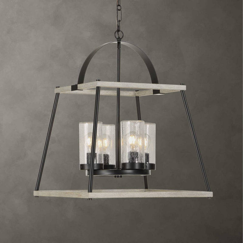 Edgecomb - 4 Light Indoor-Outdoor Pendant - Black / Gray