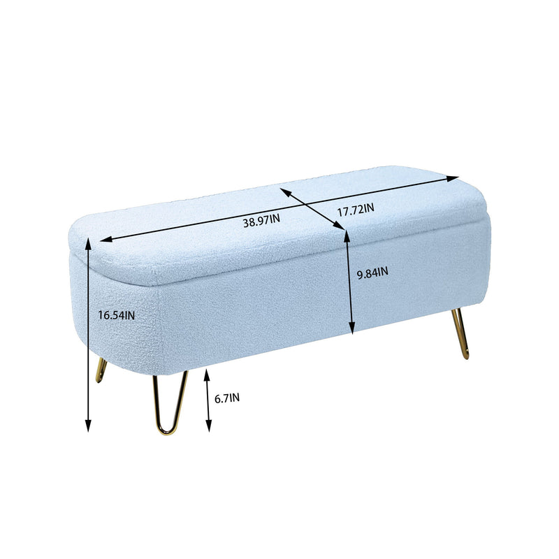 Storage Ottoman Bench For End Of Bed Legs, Modern Camel Faux Fur Entryway Bench Upholstered Padded With Storage For Living Room Bedroom