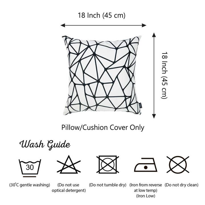 Scandi Throw Pillow | Black and White | 18x18