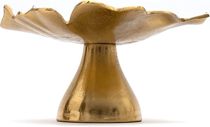 Flower Gold & White Fruit Bowl & Footed Pedestal Cake Stand