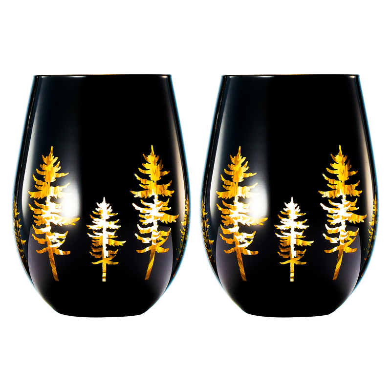 Crystal Holiday Winter Christmas Tree Stemless Wine Glass