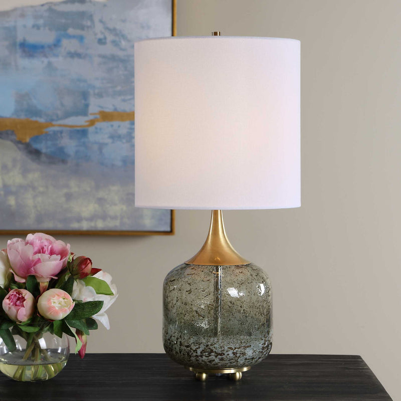 Glenn - Mottled Glass Table Lamp - Green