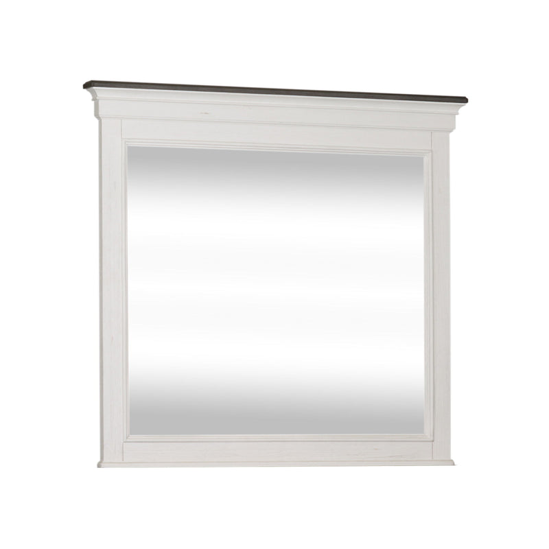 Allyson Park - Crown Mirror - Wirebrushed White / Charcoal