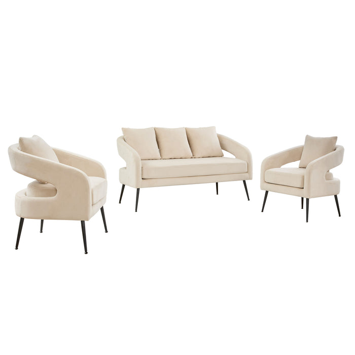3 Piece Living Room Set, Loveseat & 2 Accent Chairs