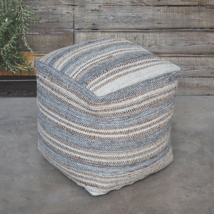 Mesick - Handwoven Pouf - Gray