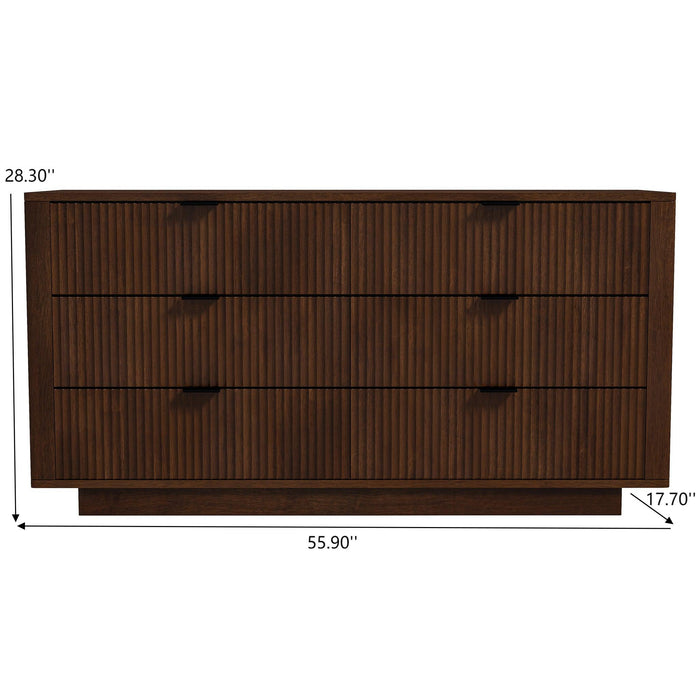 Lola - Mid-Century Modern Dresser With 6 Drawers - Dark Brown