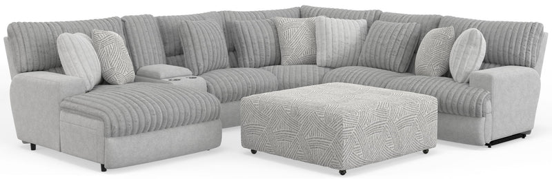 Abraxas - 6 Piece Power Reclining Sectional With Lay-Back Chaise, 2 Reclining Seats, And Included Cocktail Ottoman (LSF Chaise) - Moonstruck