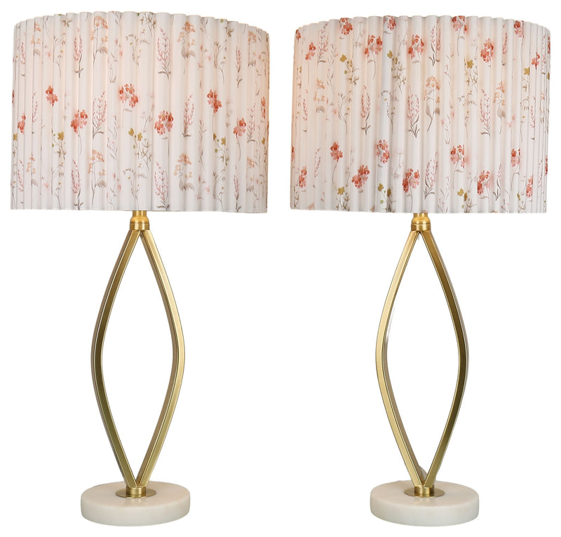 Meadow Silhouette - 29 X 15 - Metal Table Lamp (Set of 2) - Soft Gold, White Marble