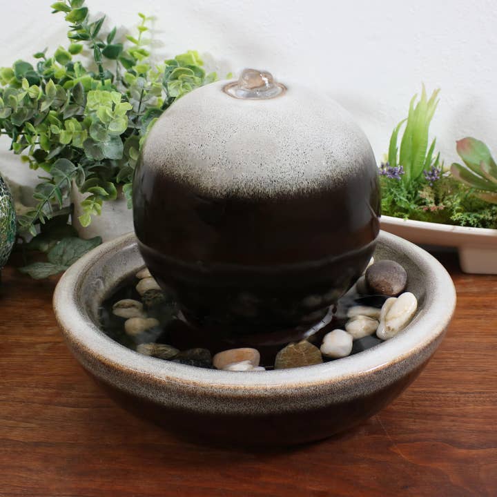 Modern Orb Ceramic Tabletop Water Fountain | 7"