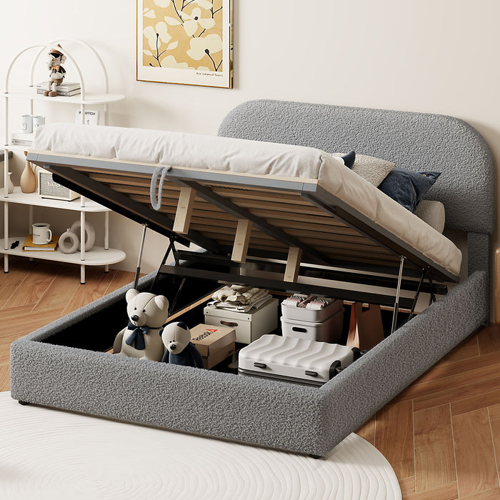 Upholstered Platform Bed With Hydraulic Storage System