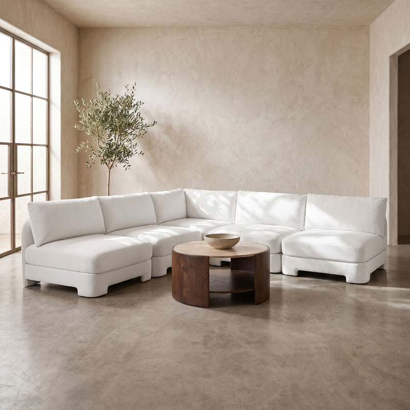 Hammond - Velvet Performance Fabric Upholstered 5 Piece Armless Sectional
