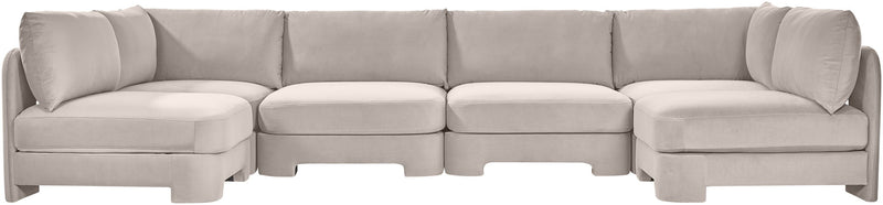 Hammond - Velvet Performance Fabric Upholstered 6 Piece U-Shaped Armless Sectional