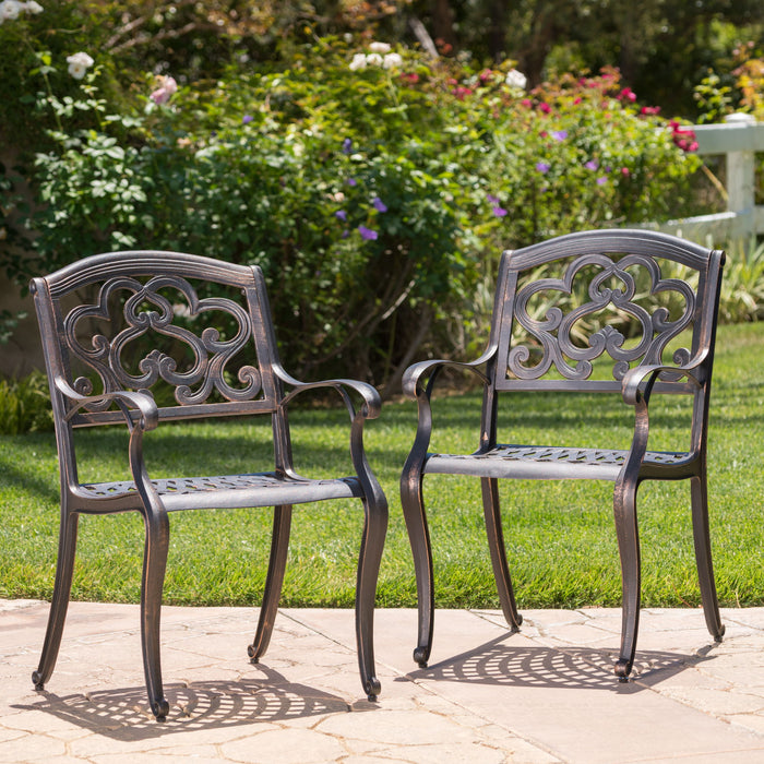 Cast Aluminum Dining Chair With Hand Crafted Details - Copper