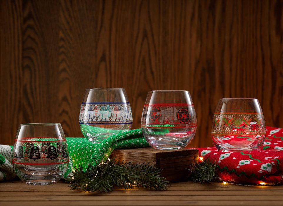 Star Wars Ugly Sweater Stemless Wine Glasses | Set of 4