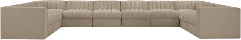 Rummi - Velvet Performance Fabric Upholstered 10 Piece Modular Sectional
