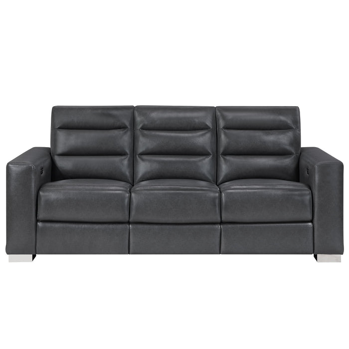 Yamein - Power Reclining Sofa With Bookcase Arms And LED Lights - Charcoal