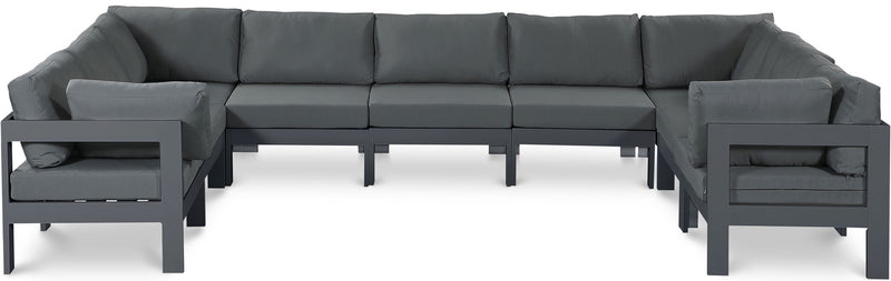 Nizuc - Outdoor Patio 9 Piece Modular Sectional With Gray Frame