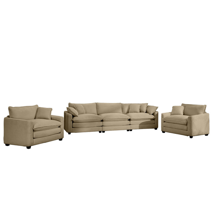 Elegant Corduroy Oversized Sectional Sofa Set With Deep Seats And Flexible Layout