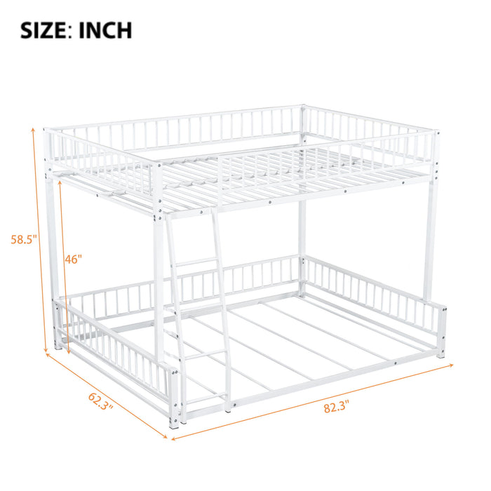 Bunk Bed Frame With Ladder And Safety Guardrails