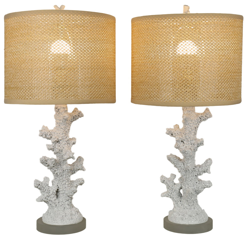 Coral Haven - 26 X 13 - Resin Table Lamp (Set of 2) - Matte White