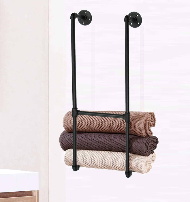 Bathroom Towel Rack, Wall Mounted Industrial Pipe Organizer