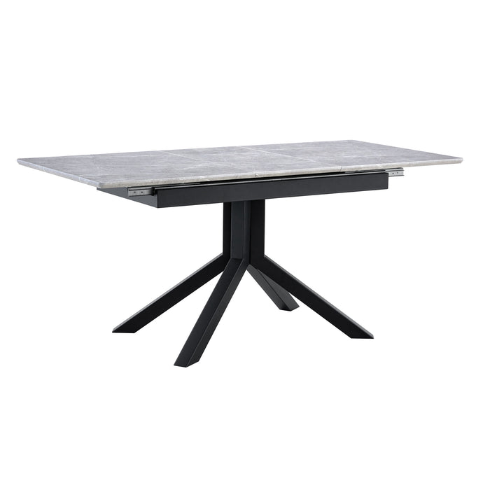 Rectangular Dining Table With Geometric Legs For Dining Room - Light Gray