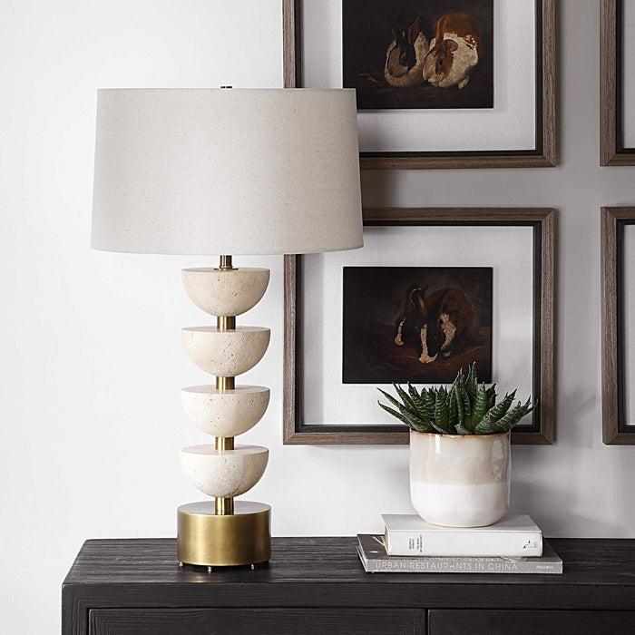 Hemisphere - Travertine Table Lamp - Beige
